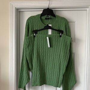 Stylish Green Crop Sweater and Mini Skirt Set